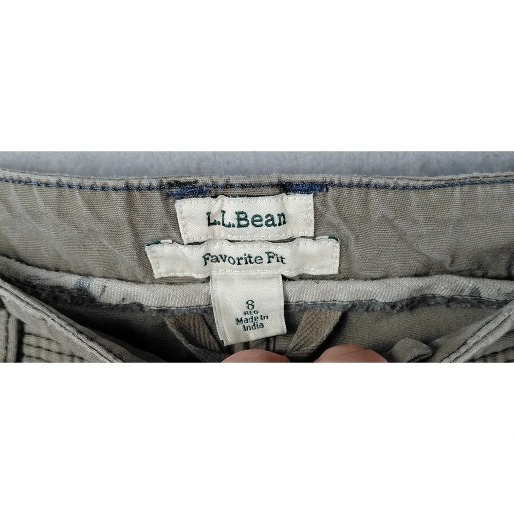 LL Bean Favorite Fit Pants Womens 8 Reg Taupe‎ Gray Straight Leg Chino 507466